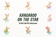 Kangaroo with Star Watercolor, an Animal Illustration by New-School-Wave (Thumbnail 1 of 5)