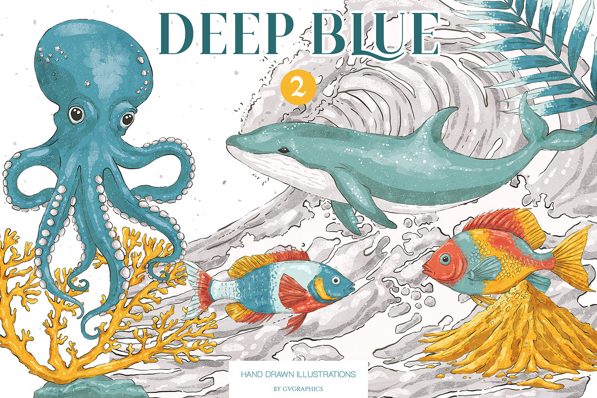Deep Blue Illustrations #2, an Animal Illustration by GVGraphics (Photo 1 of 12)