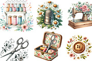 Floral Sewing Sublimation Clipart, an Illustration by Designking (Thumbnail 2 of 4)