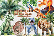 Watercolor Cute Dino Clipart, an Animal Illustration by Rose Art (Thumbnail 1 of 4)