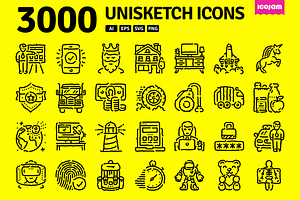 3000 Unisketch icons, an Outline Icon by Icojam store