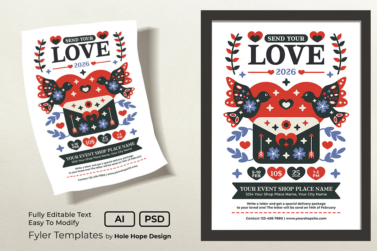 Send Your Love Flyer Template, a Flyer Template by Hole Hope Design (Photo 1 of 5)