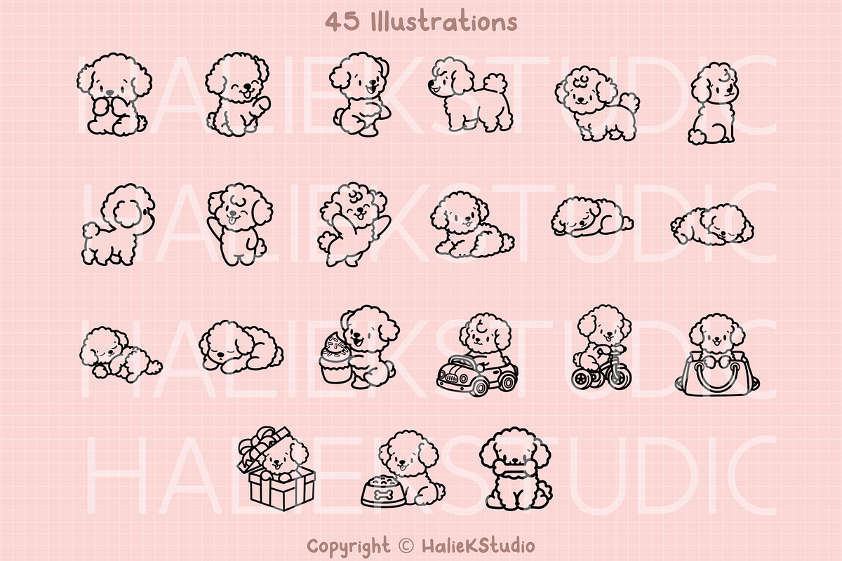 Bichon Frise SVG Illustrations, an Animal Illustration by HalieKStudio (Photo 3 of 9)