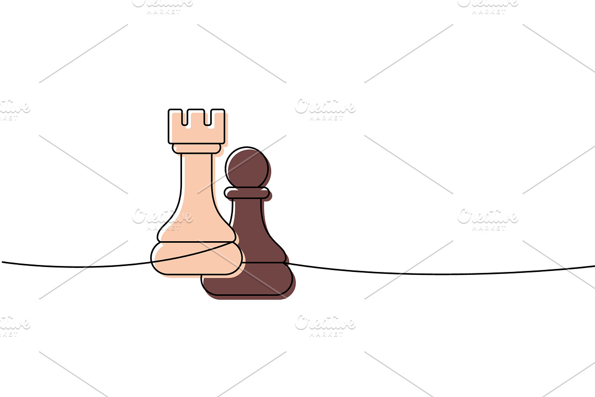 Linear minimalist outline of a rook, an Illustration by GraphiShop