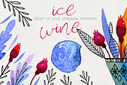 Ice Wine. Watercolor design set, a Decorative Illustration by Astel (Thumbnail 1 of 6)