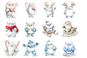 Christmas Cute Yeti Clipart, an Illustration by Design Market (Thumbnail 2 of 3)