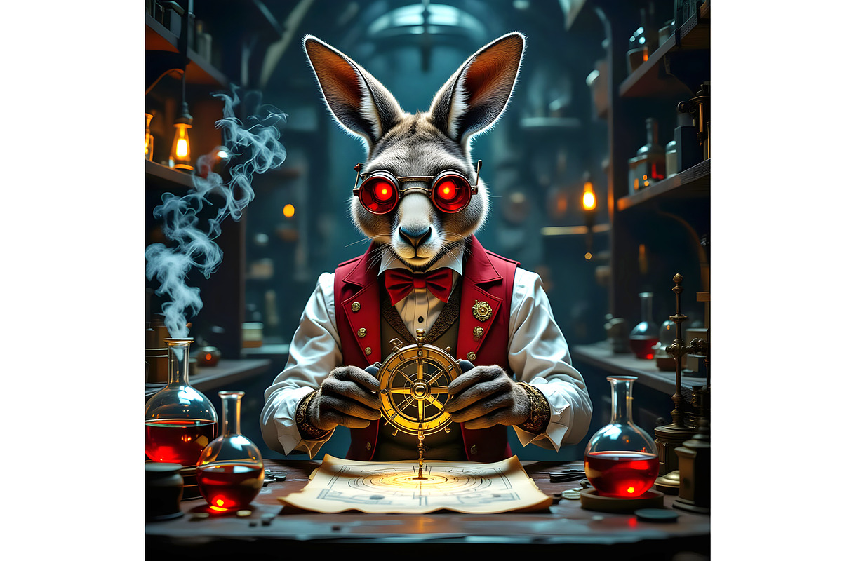 Kangaroo Lab Scientist, a Technology Illustration by Sharon Schwalbe