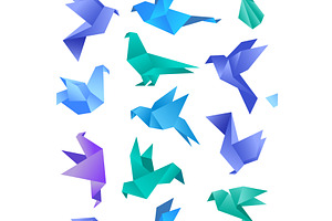 Origami pattern. paper dove seamless, an Illustration by Onyx