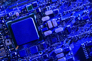 Blue Microchip on Circuit Board Close-Up, a Technology Photo by Davizro's Market