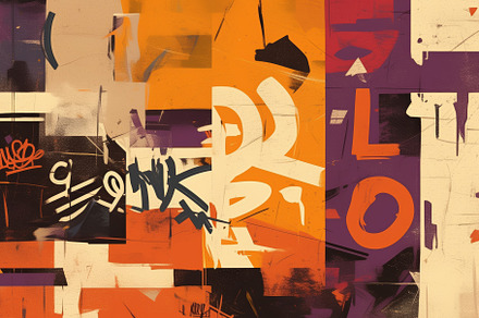 An abstract artwork featuring a collage of vibrant colors and bold shapes, with, a Wallpaper Graphic by Textures & Backgrounds