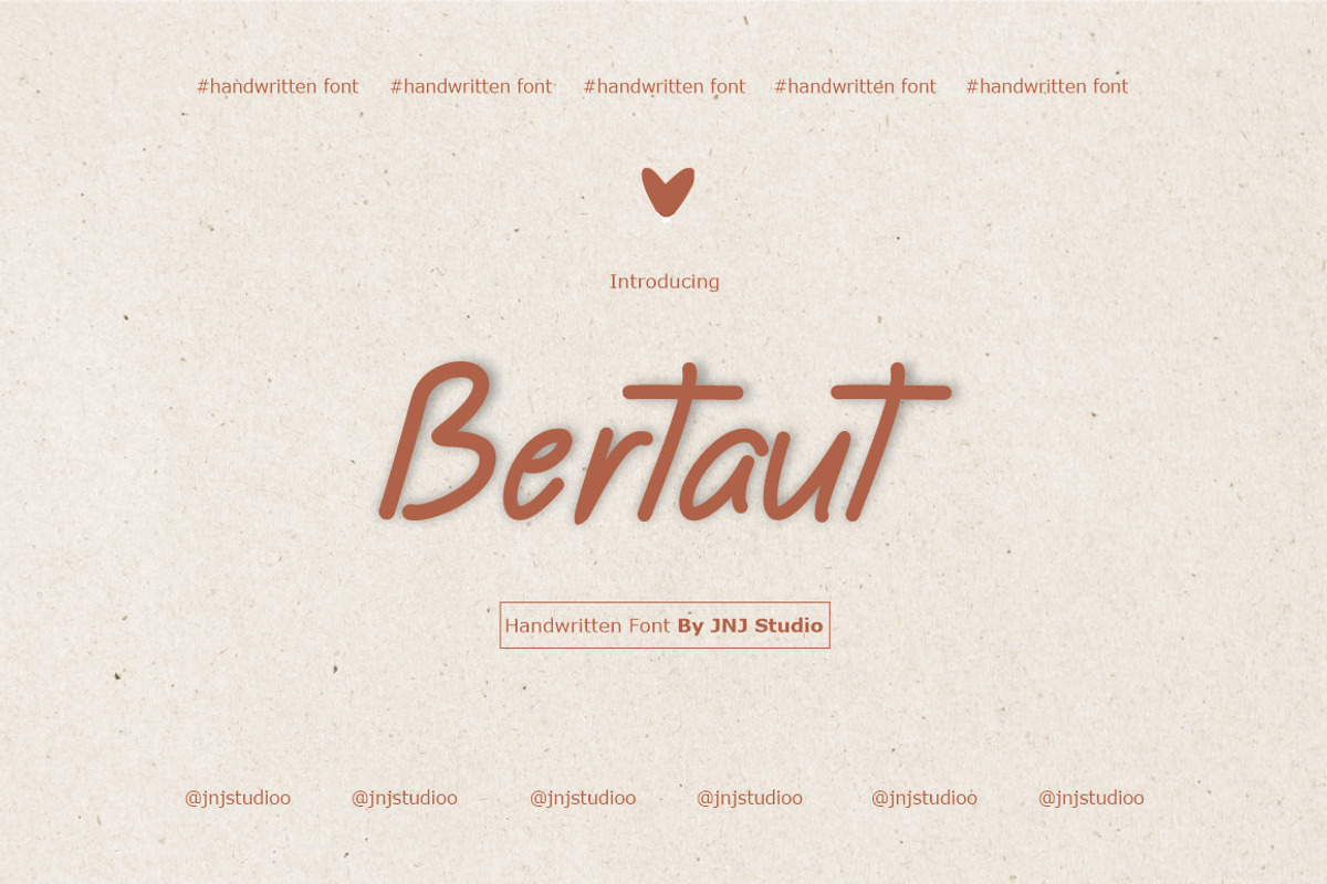 Bertaut Handwritten Font, a Handwritten Font by JNJ Studio (Photo 1 of 10)