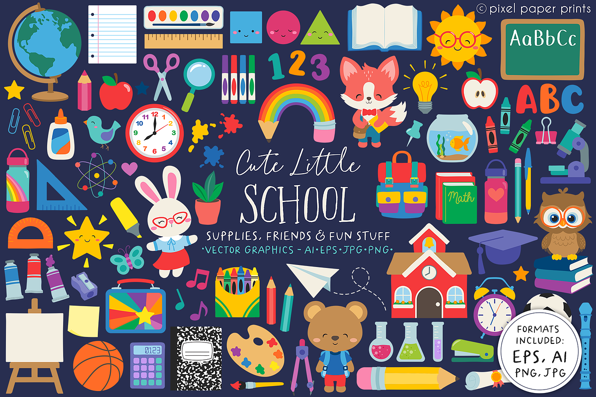 Cute Little School, an Illustration by PixelPaperPrints (Photo 1 of 9)