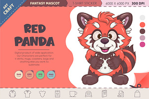 Cute cartoon Red Panda. T-Shirt, PNG, an Animal Illustration by KENO Mascots