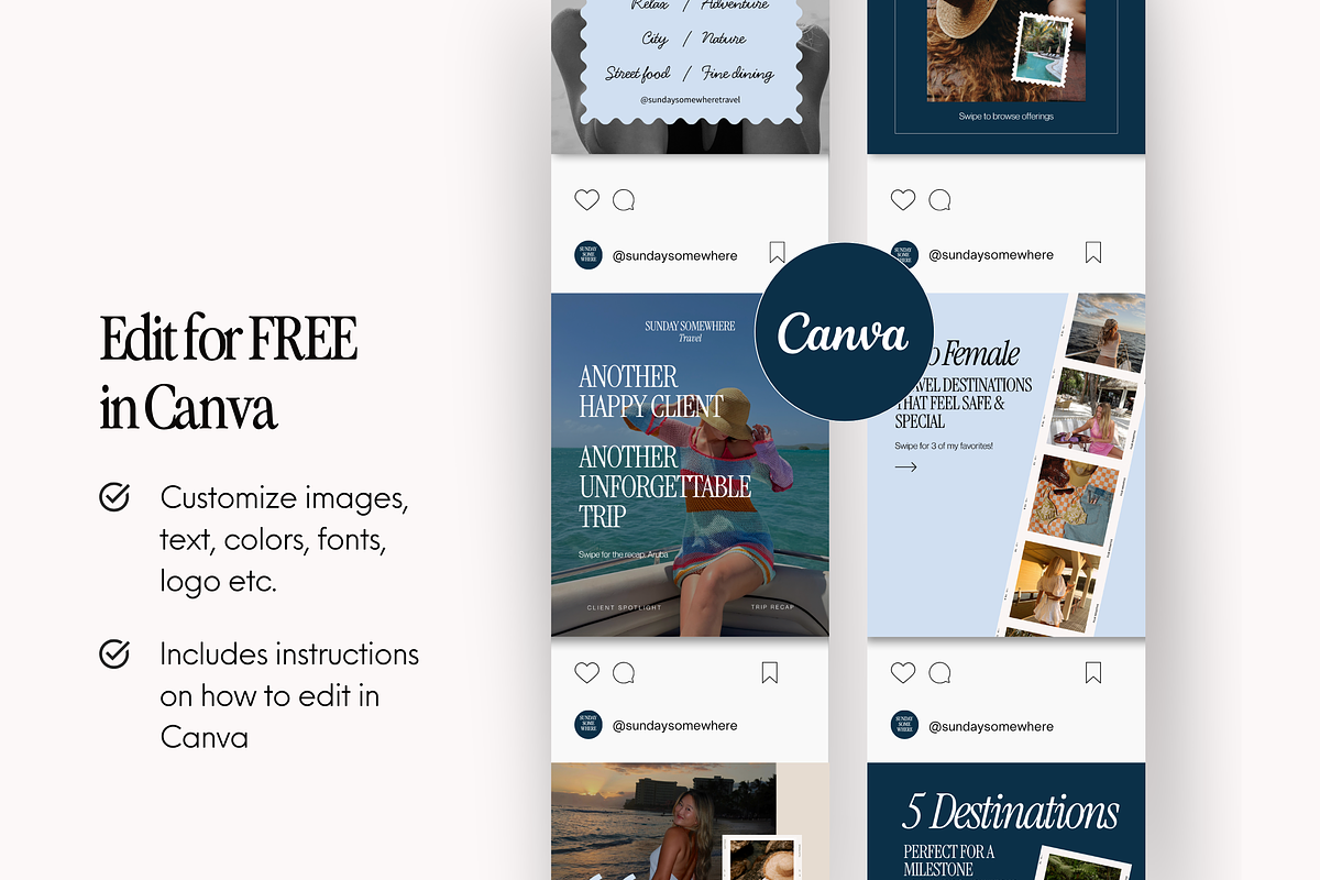Travel Agent Instagram Templates, a Social Media Template by Warmsoulgallery (Photo 6 of 10)
