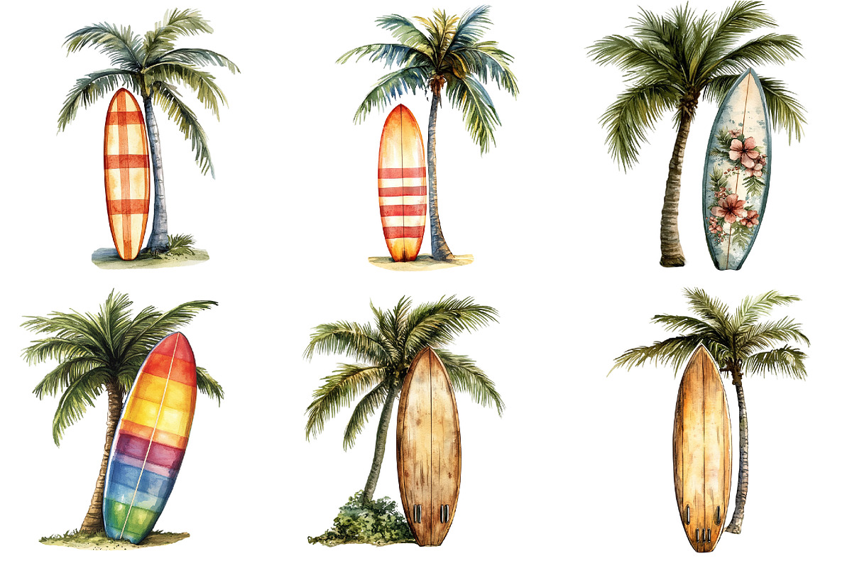 Tropical Surf & Palm Tree Clipart, an Illustration by Pixels.Craft (Photo 10 of 10)