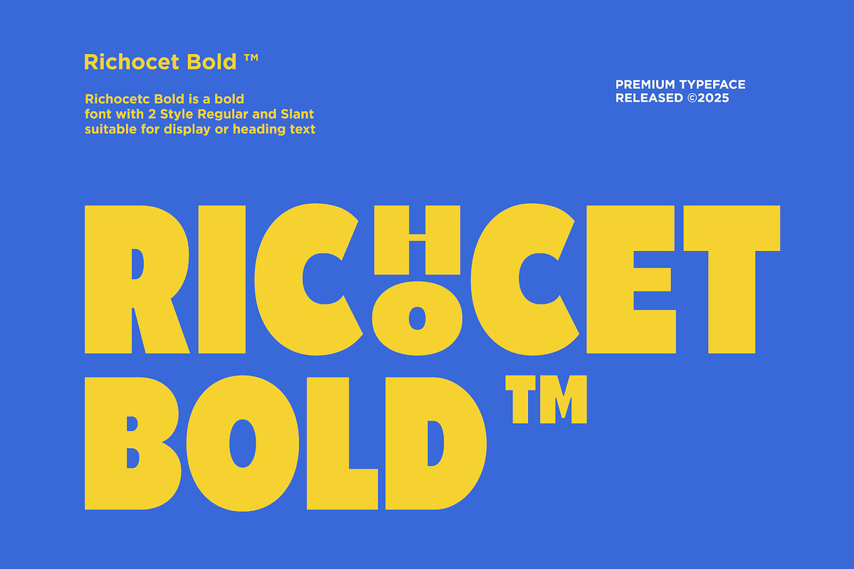 Richocet Bold Font, a Sans Serif Font by Glyphminds Studios (Photo 1 of 7)
