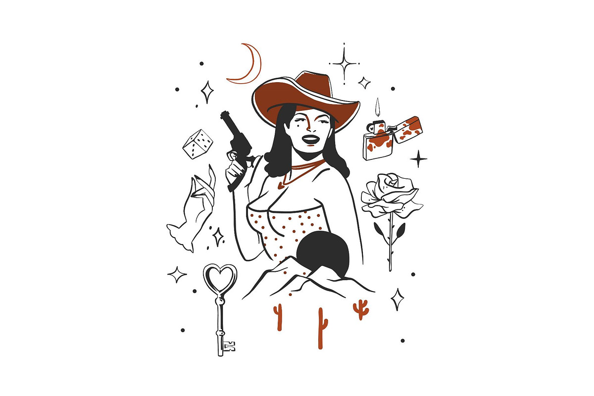 Cowgirl with gun graphic, a Person Illustration by Anastasy_helter (Photo 1 of 3)