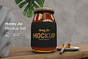 Honey Jar Label Mockup Set, a Cups & Container Mockup by Modern Studio (Thumbnail 1 of 6)