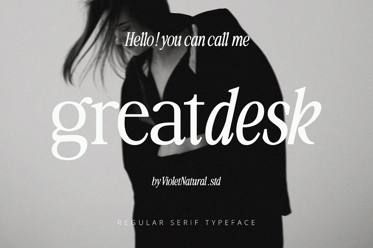 Greatdesk Serif Typeface, a Serif Font by Violet Natural (Photo 1 of 14)