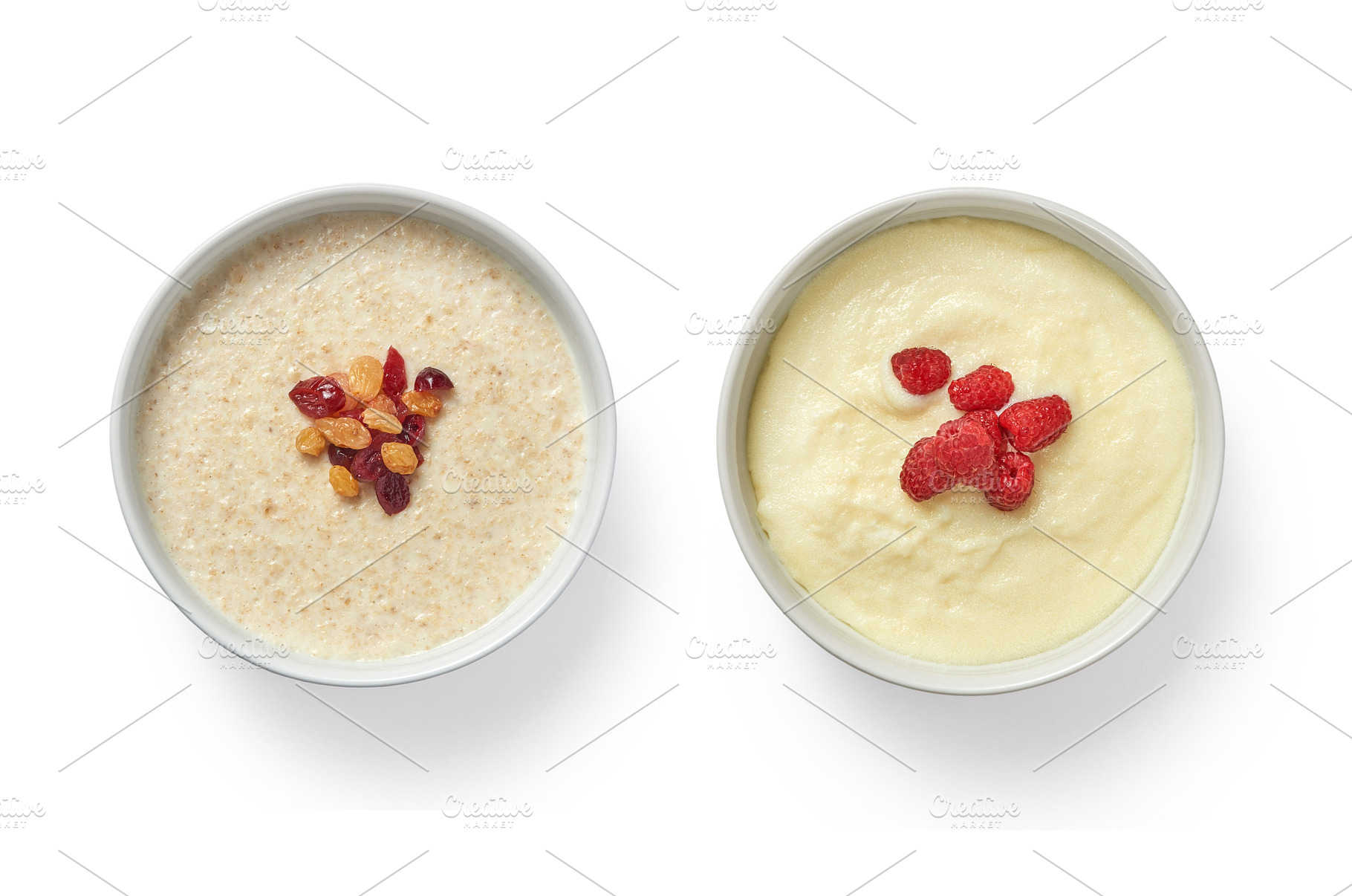 Two portions of oatmeal porridge for, a Food & Drink Photo by Yaroslav Danylchenko