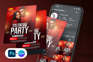 Red Digital Valentine's Day Flyer, a Social Media Template by Vintage Impressions