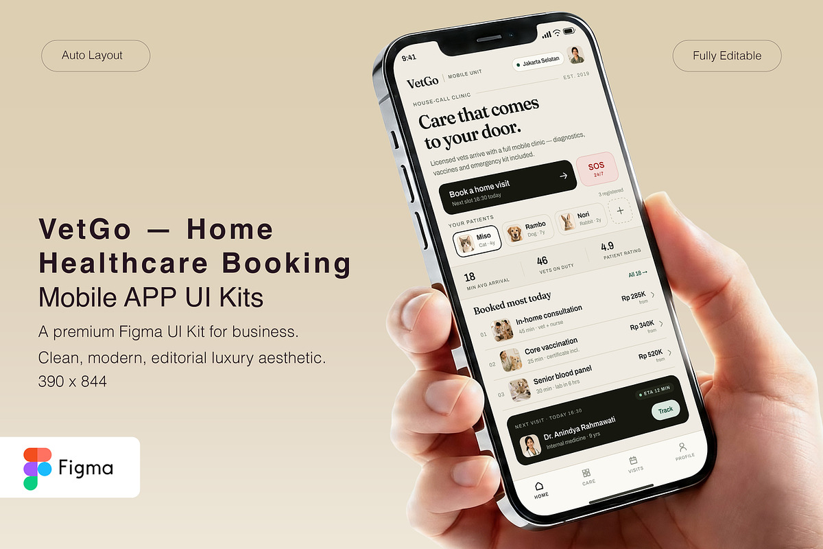 Home Healthcare Booking Mobile App, an UI Kit Template by Pitchlook.Studio (Photo 1 of 4)