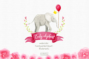 watercolor baby elephant clipart, an Animal Illustration by Autumn Breeze (Thumbnail 2 of 3)