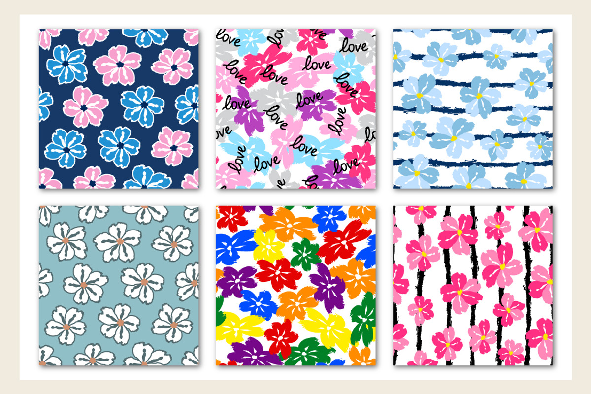 6 seamless floral patterns, a Pattern Graphic by jelisua88 (Photo 2 of 3)