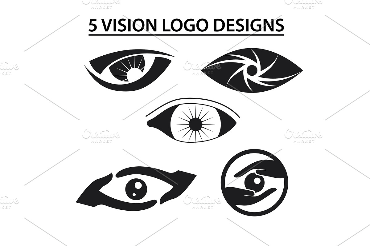 Pack of five modern eye logos, an Object Illustration by LogosDen