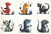 Baby Dragon Clipart Set, an Illustration by DreamCafeArt (Thumbnail 3 of 8)