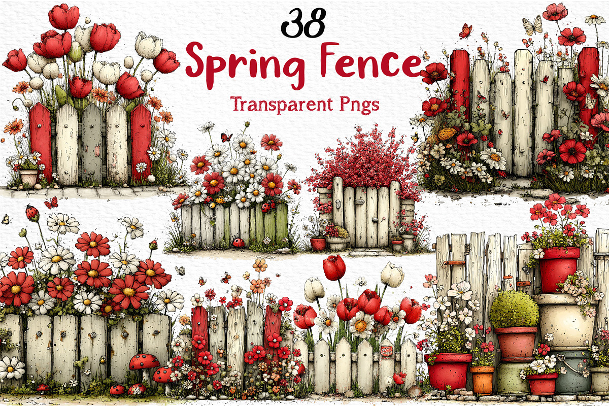 Whimsical Spring Fence Clipart, an Illustration by Craft Nest (Photo 1 of 12)