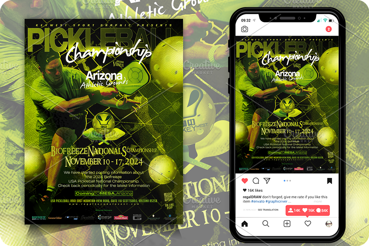 Pickleball Championship Sport Flyer, a Flyer Template by regalDRAW (Photo 1 of 2)