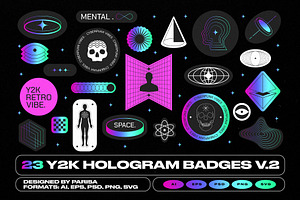 23 Y2K Hologram Badge Stickers V.2