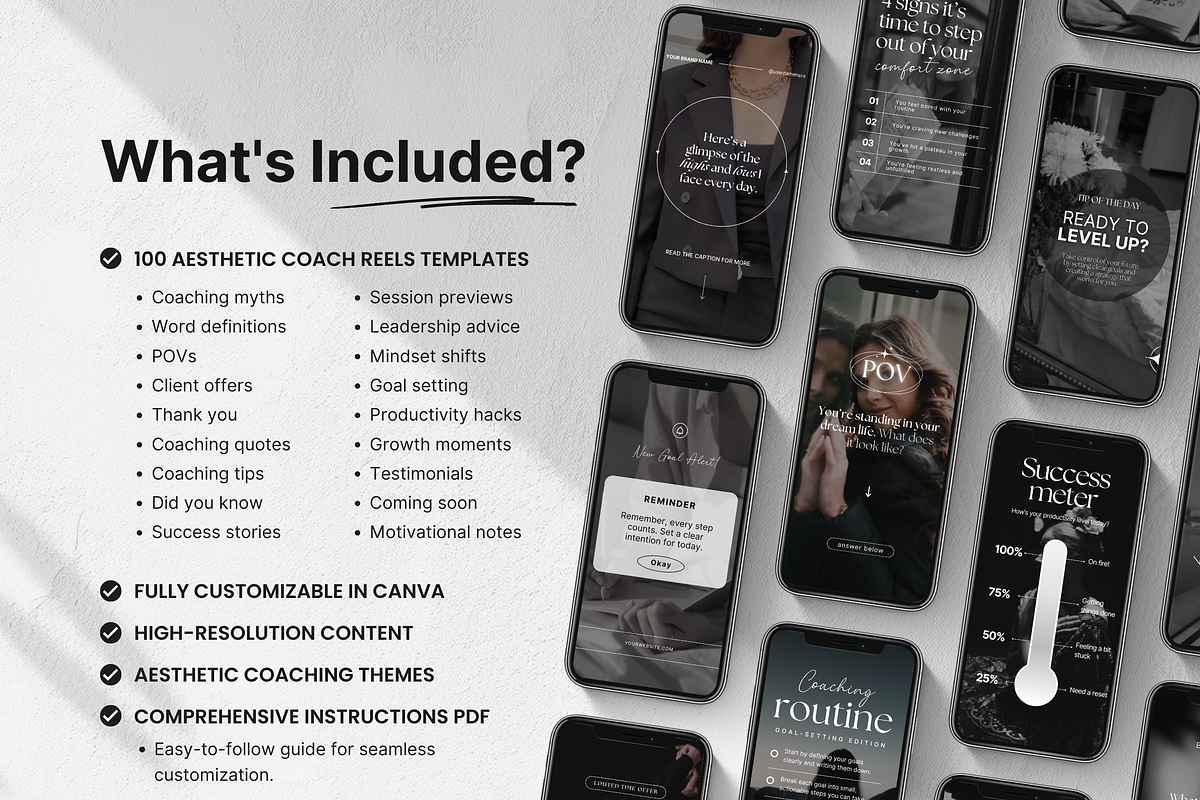 Coach Instagram Reels Templates, a Social Media Template by DigiPax (Photo 2 of 11)