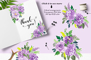 Purple Watercolor Flowers Clip Art, an Illustration by Elly Studio (Thumbnail 2 of 7)