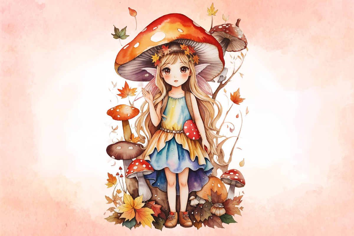 Autumn Fall Fairy Watercolor Clipart, a Seasonal Illustration by Craft Nest (Photo 5 of 5)