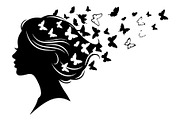 Woman Butterfly Hair Silhouette, an Object Illustration by yasushie (Thumbnail 14 of 31)