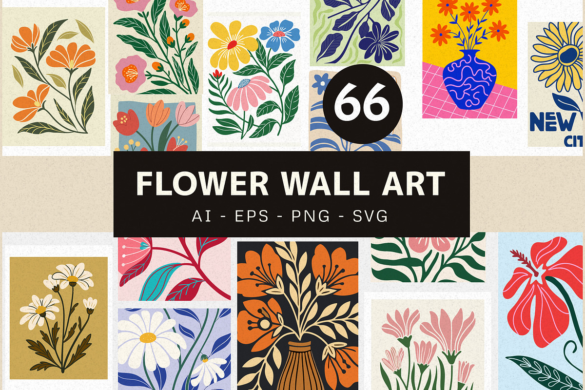 Abstract Flower Prints Set, a Wallpaper Graphic by Helospace (Photo 1 of 10)