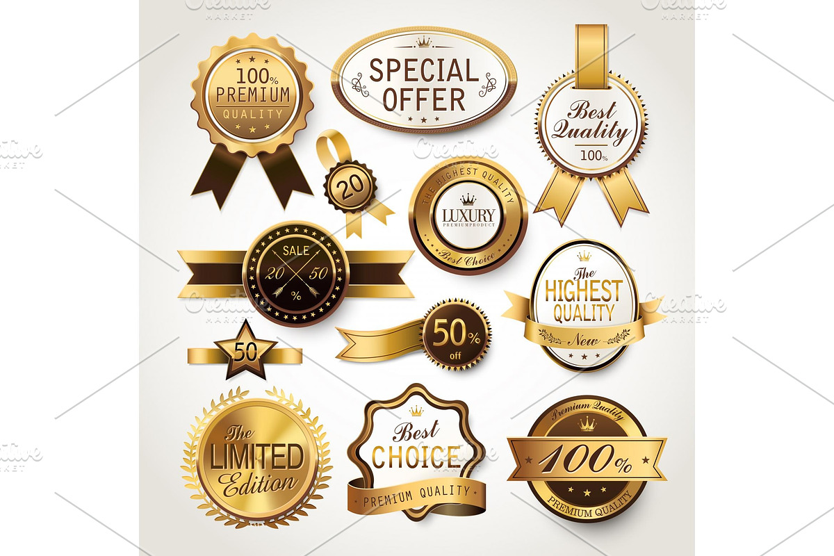 Elegant Golden Labels Collection, a Decorative Illustration by TotallypicRF