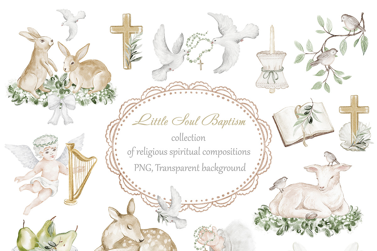 Hand Painted Baptism Watercolor Set, a Background Graphic by LenArt (Photo 9 of 19)