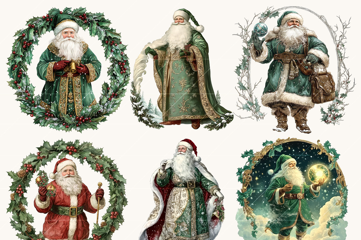 Celestial Santa Claus Clipart Bundle, a Seasonal Illustration by BusyDaydesign (Photo 3 of 9)