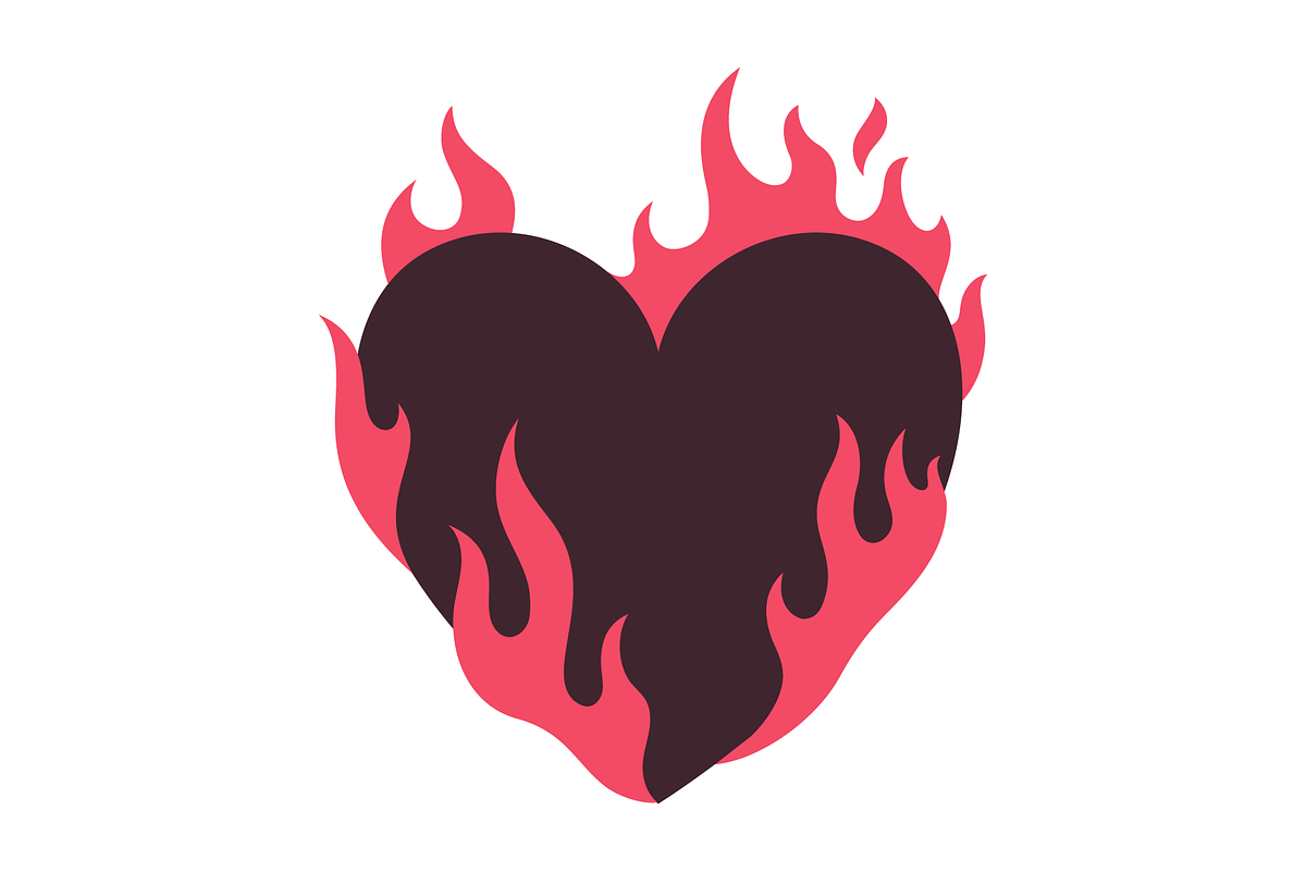 Burning heart, heart on fire, an Illustration by Cmeree