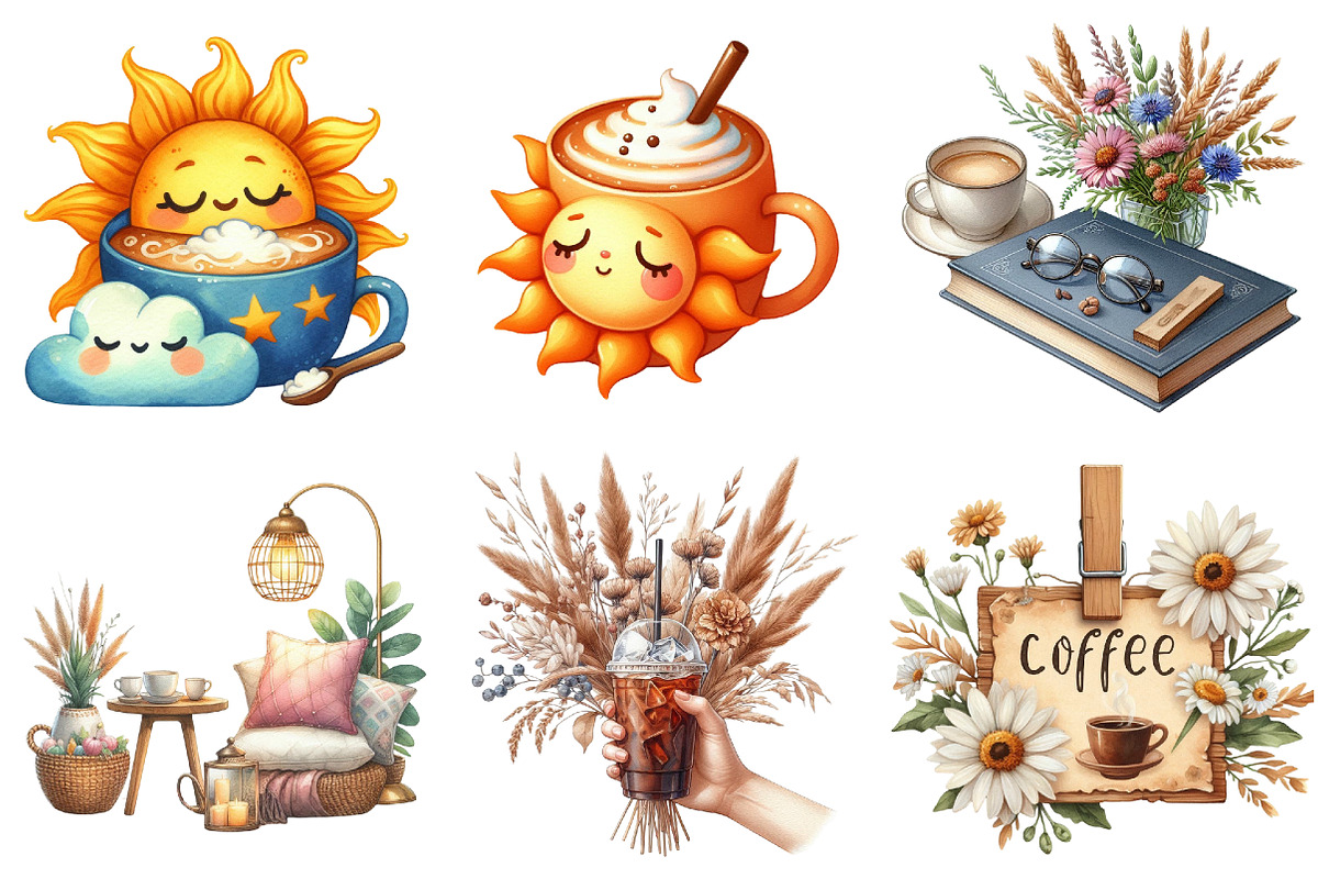 Boho Summer Coffee Time Clipart, an Illustration by Pixels.Craft (Photo 2 of 9)