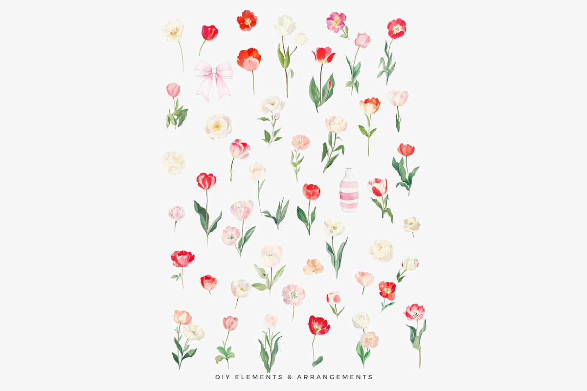 watercolor clipart tulip set, a Decorative Illustration by Patishop Art (Photo 11 of 11)