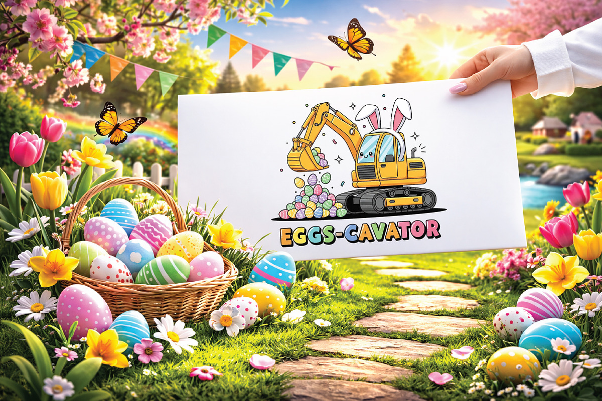 Eggs-Cavator Png, Excavator Easter, an Illustration by Black Bird Studio (Photo 3 of 3)