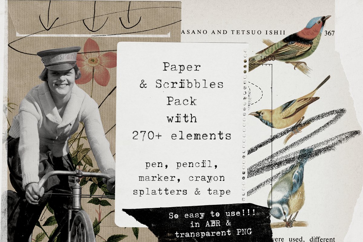 Paper and Scribbles Pack for Collage, an Object Graphic by Ana's Fonts (Photo 1 of 8)