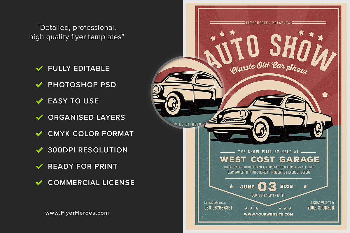 Old Classic Car Show Flyer Template, a Flyer Template by FlyerHeroes (Photo 2 of 4)