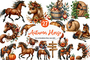 Autumn Brown Horse Clipart, an Illustration by Watercolor design (Thumbnail 1 of 4)