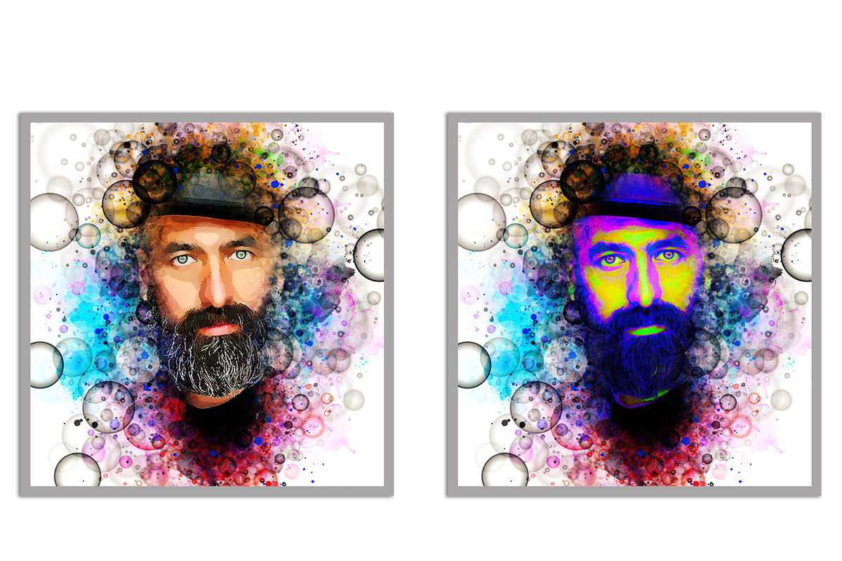 Bubble Watercolor Photoshop Action, a Brushes & More by Studio Retouch (Photo 2 of 14)