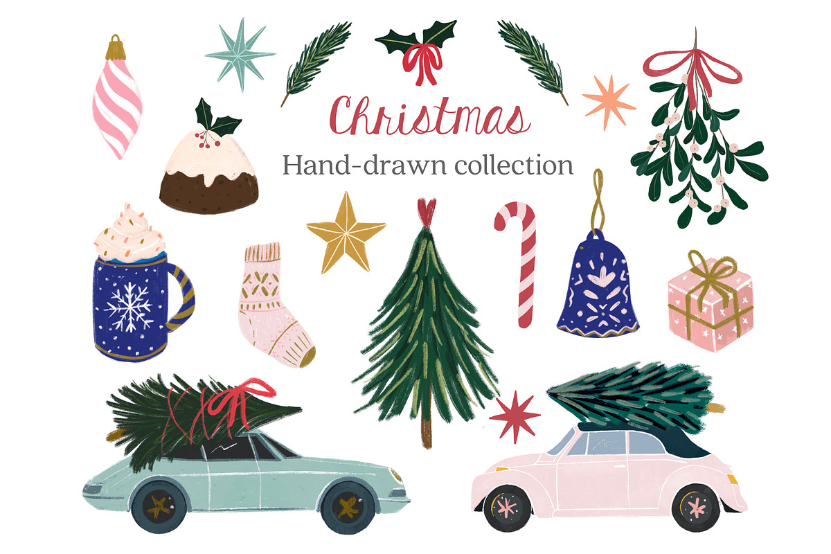 Christmas hand drawn clipart, a Seasonal Illustration by Katie Lisker (Photo 1 of 2)